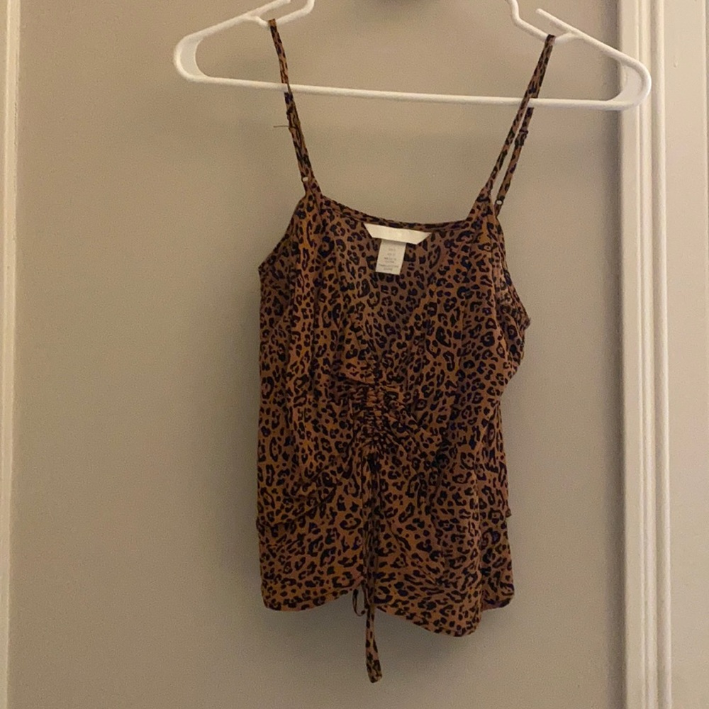 Leopard ruched front tank